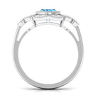 Oval Swiss Blue Topaz Statement Engagement Ring with Moissanite Halo Swiss Blue Topaz - ( AAA ) - Quality - Rosec Jewels