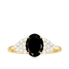 Created Black Diamond Oval Engagement Ring with Diamond Lab Created Black Diamond - ( AAAA ) - Quality - Rosec Jewels
