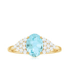 1.75 CT Oval Sky Blue Topaz Solitaire Ring with Diamond Accent Sky Blue Topaz - ( AAA ) - Quality - Rosec Jewels