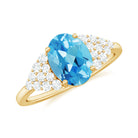 1.75 CT Swiss Blue Topaz Solitaire Ring with Diamond Accent Swiss Blue Topaz - ( AAA ) - Quality - Rosec Jewels