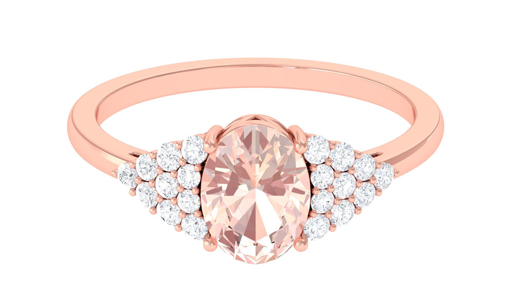 1.50 Ct Solitaire Morganite Oval Engagement Ring with Diamond Morganite - ( AAA ) - Quality - Rosec Jewels