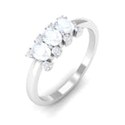 1 CT Oval Cut Moonstone Three Stone Ring with Diamond Moonstone - ( AAA ) - Quality - Rosec Jewels