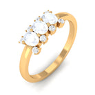 1 CT Oval Cut Moonstone Three Stone Ring with Diamond Moonstone - ( AAA ) - Quality - Rosec Jewels