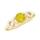 Round Yellow Sapphire Infinity Ring with Diamond Yellow Sapphire - ( AAA ) - Quality - Rosec Jewels