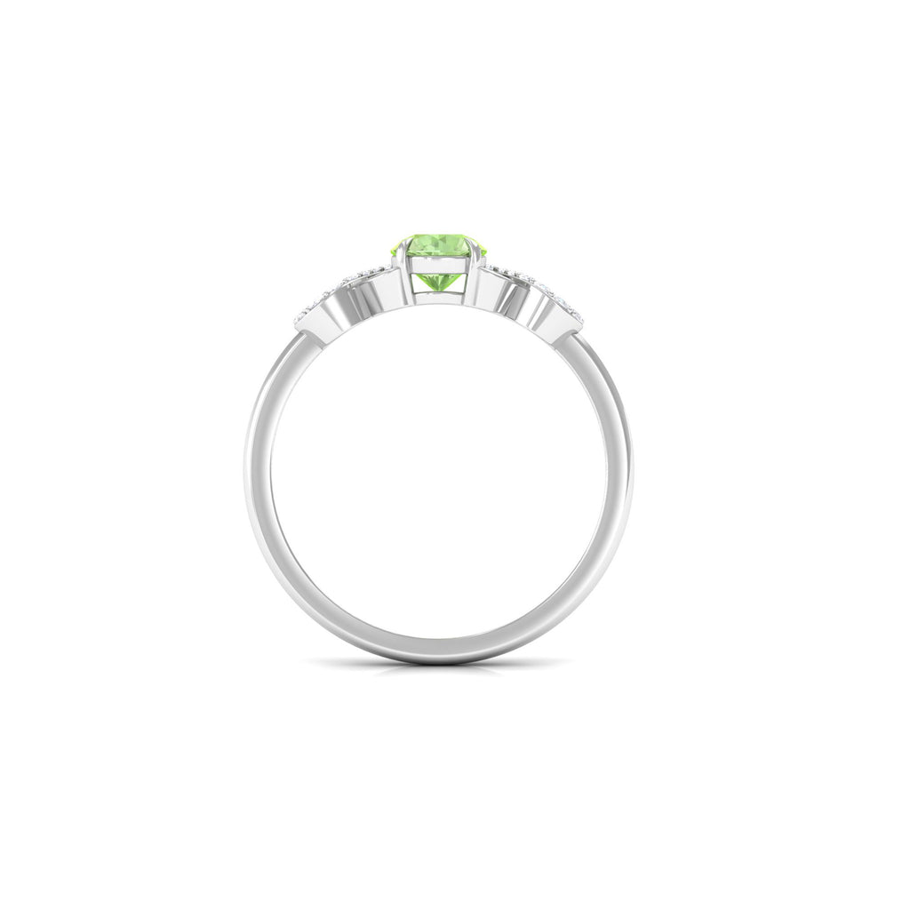 Real Green Sapphire and Diamond Criss Cross Promise Ring Green Sapphire - ( AAA ) - Quality - Rosec Jewels