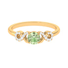 Real Green Sapphire and Diamond Criss Cross Promise Ring Green Sapphire - ( AAA ) - Quality - Rosec Jewels