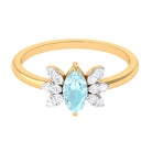 Claw Set Marquise Sky Blue Topaz and Diamond Promise Ring Sky Blue Topaz - ( AAA ) - Quality - Rosec Jewels