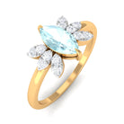 Claw Set Marquise Sky Blue Topaz and Diamond Promise Ring Sky Blue Topaz - ( AAA ) - Quality - Rosec Jewels
