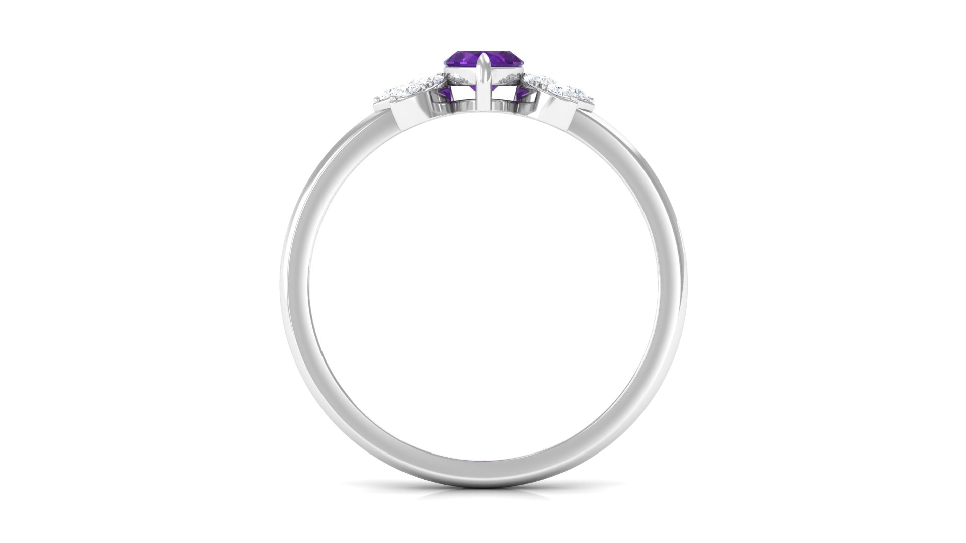 1 Ct Marquise Amethyst and Diamond Engagement Ring Amethyst - ( AAA ) - Quality - Rosec Jewels