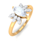 1/2 CT Claw Set Marquise Cut Moonstone and Diamond Promise Ring Moonstone - ( AAA ) - Quality - Rosec Jewels