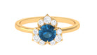 1 CT Floral London Blue Topaz and Diamond Engagement Ring London Blue Topaz - ( AAA ) - Quality - Rosec Jewels