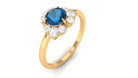 1 CT Floral London Blue Topaz and Diamond Engagement Ring London Blue Topaz - ( AAA ) - Quality - Rosec Jewels