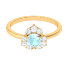 Round Sky Blue Topaz Flower Ring with Diamond Accent Sky Blue Topaz - ( AAA ) - Quality - Rosec Jewels