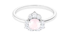 1 CT Rose Quartz Floral Engagement Ring with Diamond Accent Rose Quartz - ( AAA ) - Quality - Rosec Jewels