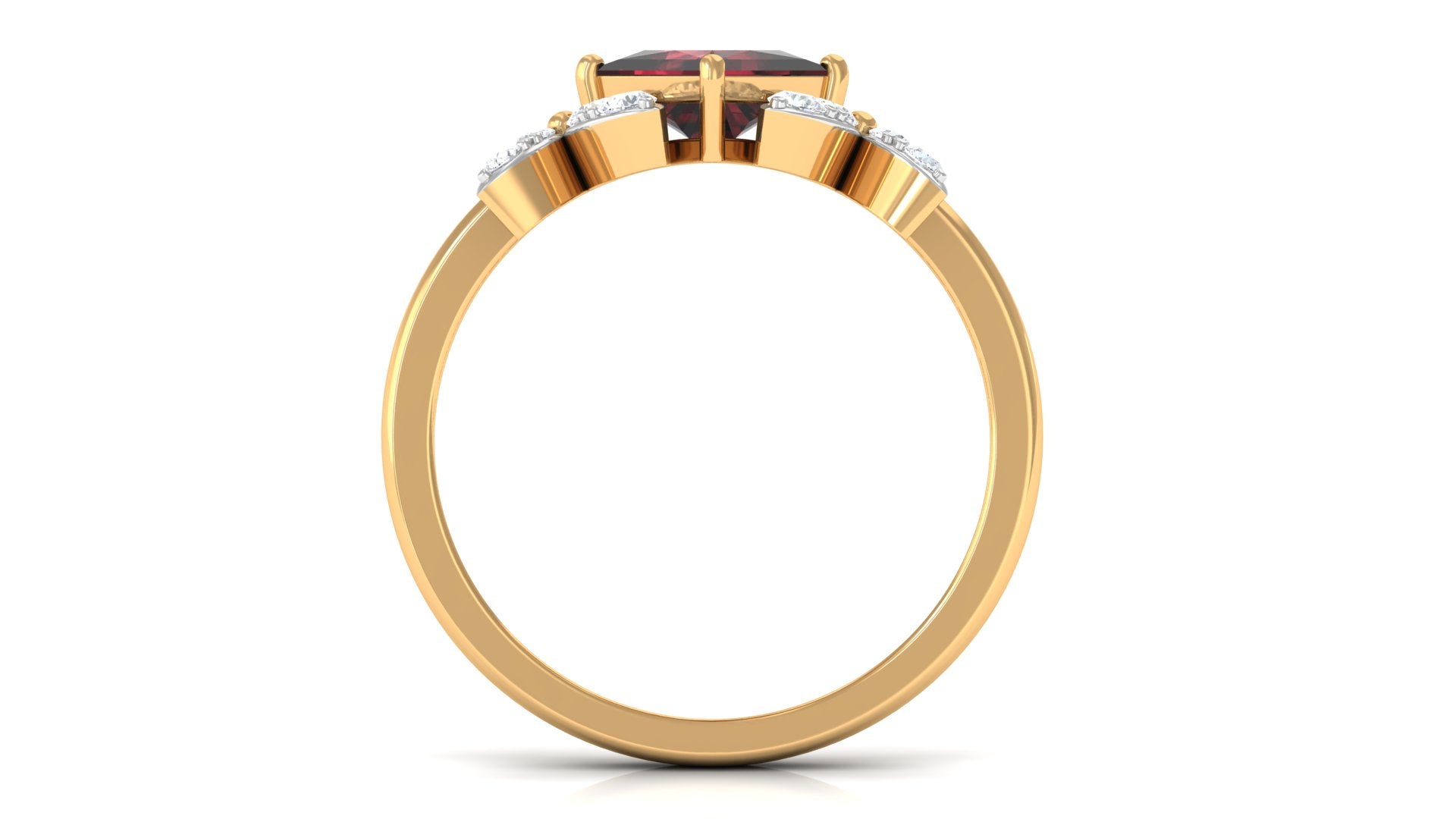 2 CT Princess Cut Garnet Flower Engagement Ring with Diamond Garnet - ( AAA ) - Quality - Rosec Jewels