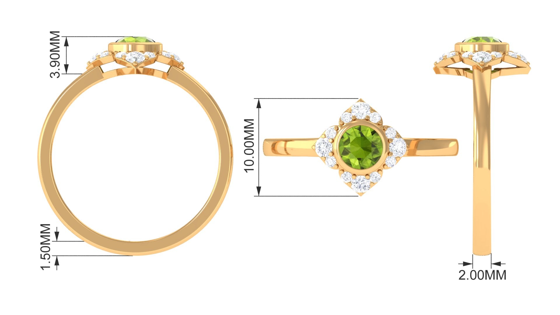 0.50 CT Vintage Inspired Peridot Engagement Ring with Diamond Peridot - ( AAA ) - Quality - Rosec Jewels