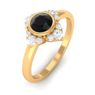 1/2 CT Bezel Set Black Spinel Flower Ring with Diamond Black Spinel - ( AAA ) - Quality - Rosec Jewels