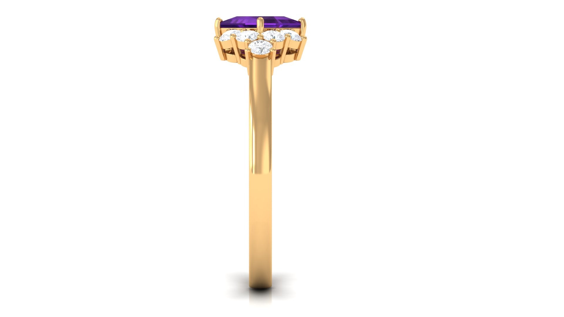 Princess Cut Amethyst Designer Engagement Ring with Diamond Amethyst - ( AAA ) - Quality - Rosec Jewels