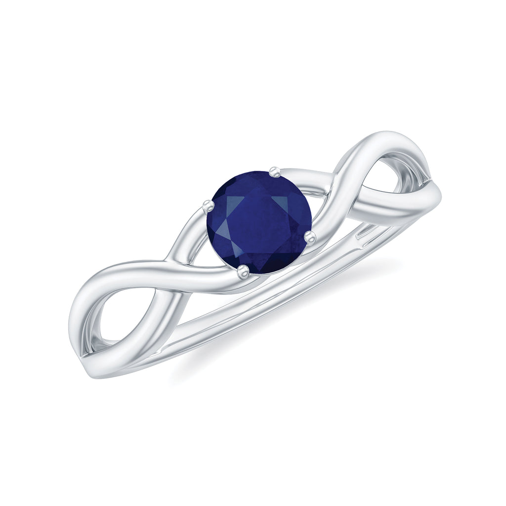 1 CT Simple Blue Sapphire Solitaire Infinity Ring Blue Sapphire - ( AAA ) - Quality - Rosec Jewels