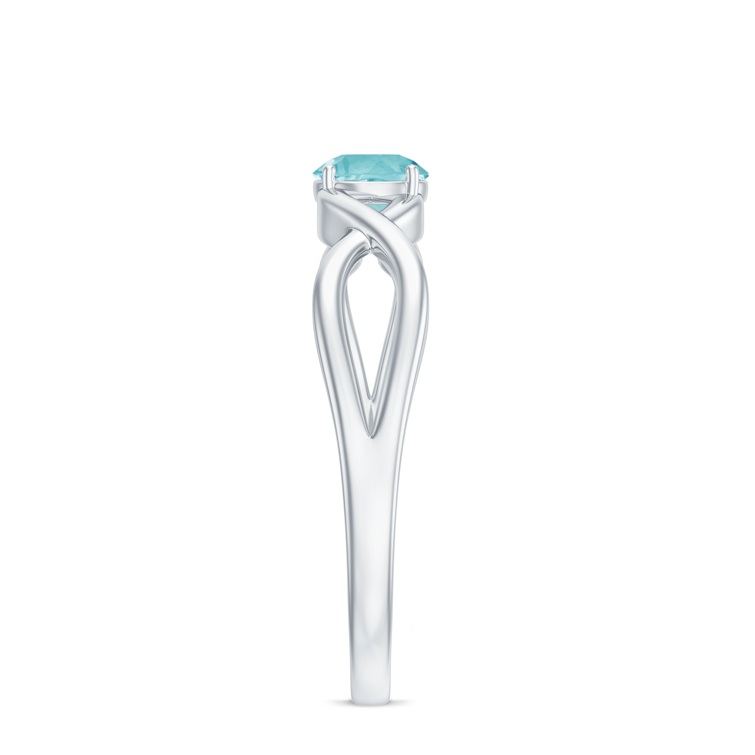 Solitaire Sky Blue Topaz Crossover Ring Sky Blue Topaz - ( AAA ) - Quality - Rosec Jewels