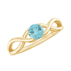Solitaire Sky Blue Topaz Crossover Ring Sky Blue Topaz - ( AAA ) - Quality - Rosec Jewels