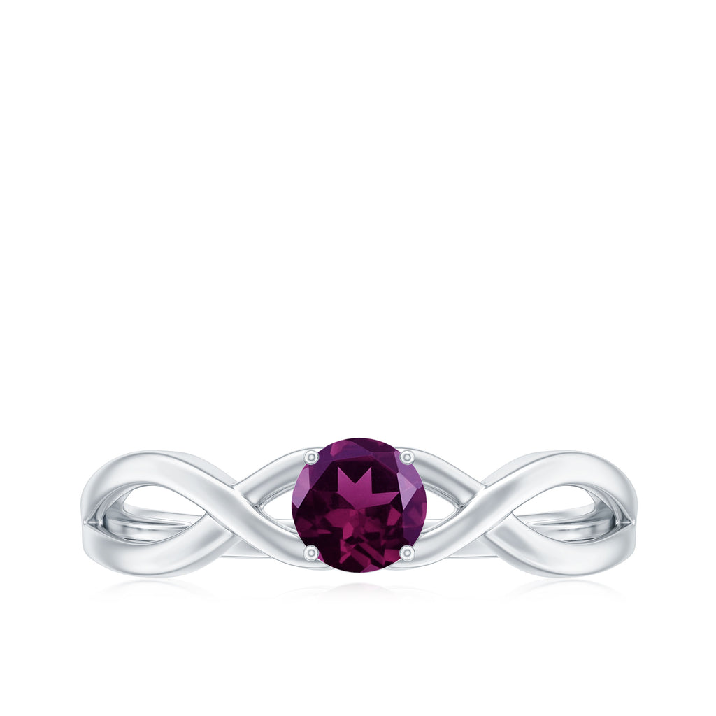 0.50 CT Crossover Rhodolite Solitaire Ring in Prong Setting Rhodolite - ( AAA ) - Quality - Rosec Jewels
