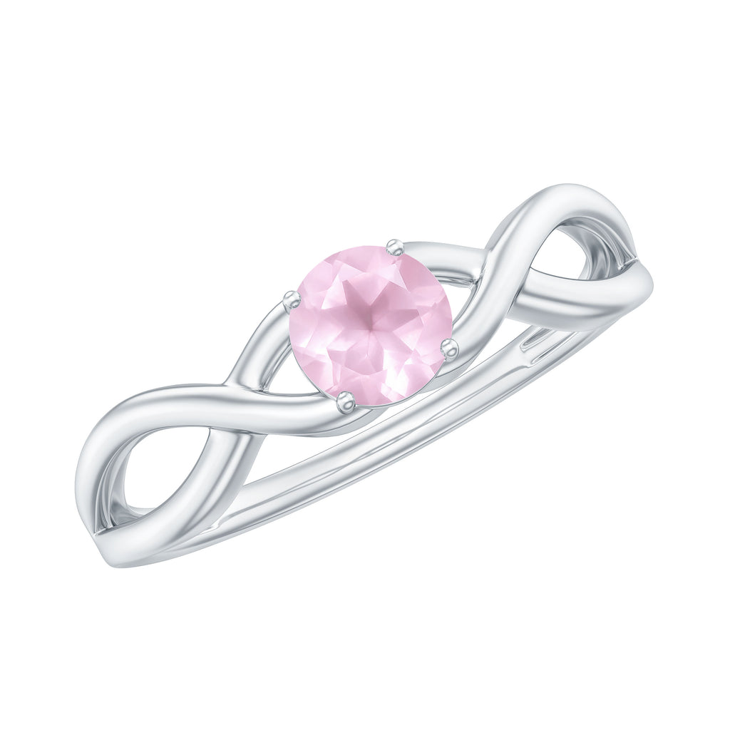 0.25 CT Elegant Rose Quartz Solitaire Ring in Prong Setting Rose Quartz - ( AAA ) - Quality - Rosec Jewels