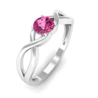 1/4 CT Real Pink Tourmaline Solitaire Ring with Crossover Shank Pink Tourmaline - ( AAA ) - Quality - Rosec Jewels
