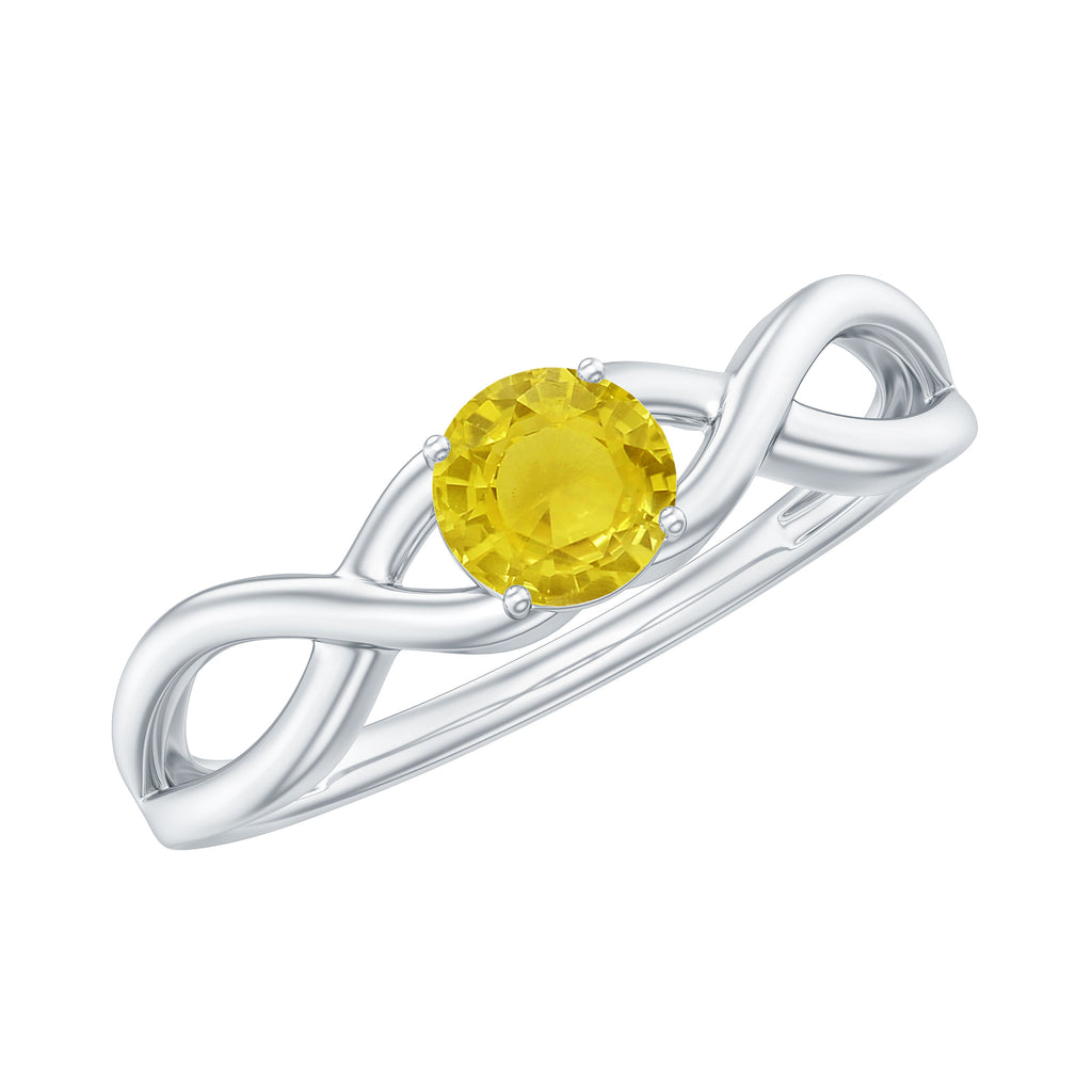 0.50 CT Solitaire Yellow Sapphire Crossover Ring Yellow Sapphire - ( AAA ) - Quality - Rosec Jewels