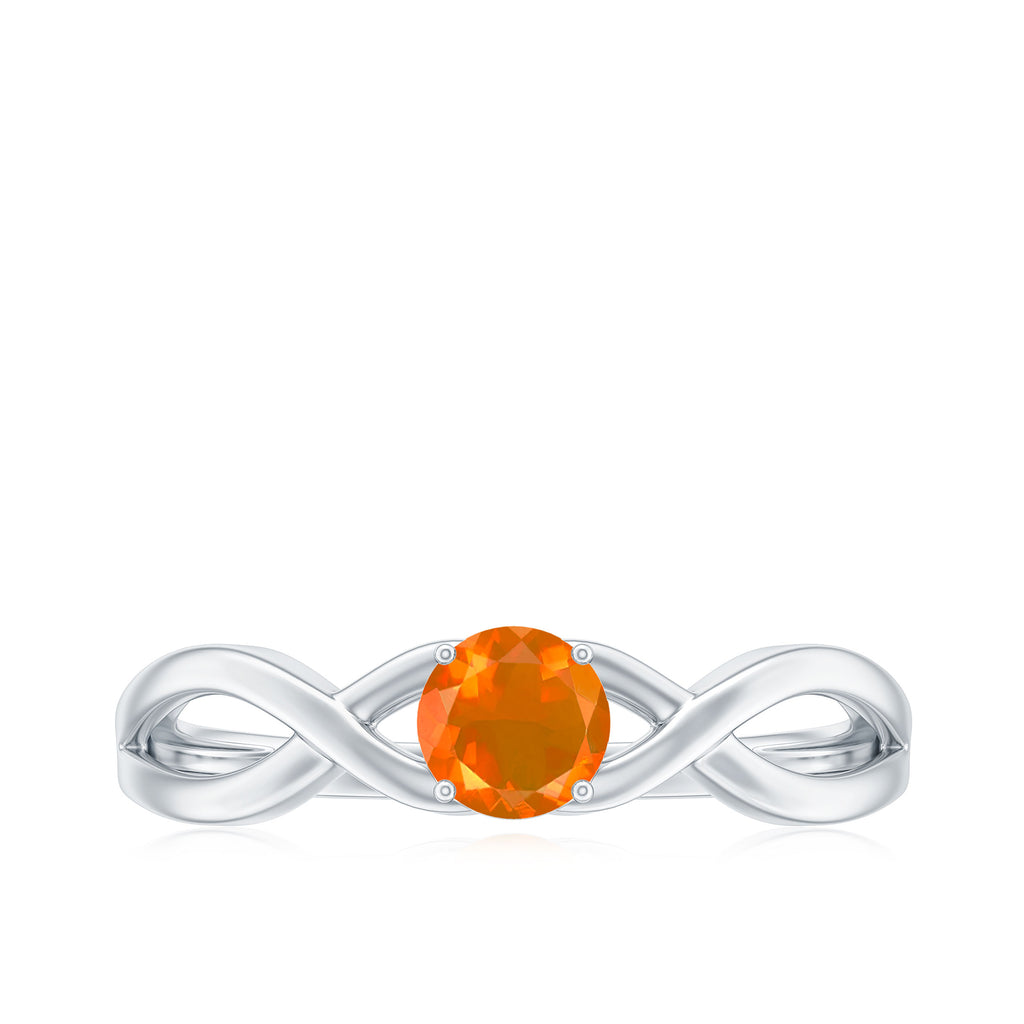 0.25 CT Solitaire Fire Opal Crossover Engagement Ring Fire Opal - ( AAA ) - Quality - Rosec Jewels