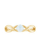 Round Moonstone Solitaire Promise Ring in Crossover Shank Moonstone - ( AAA ) - Quality - Rosec Jewels