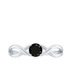 0.25 CT Solitaire Black Spinel Crossover Ring in Gold Black Spinel - ( AAA ) - Quality - Rosec Jewels