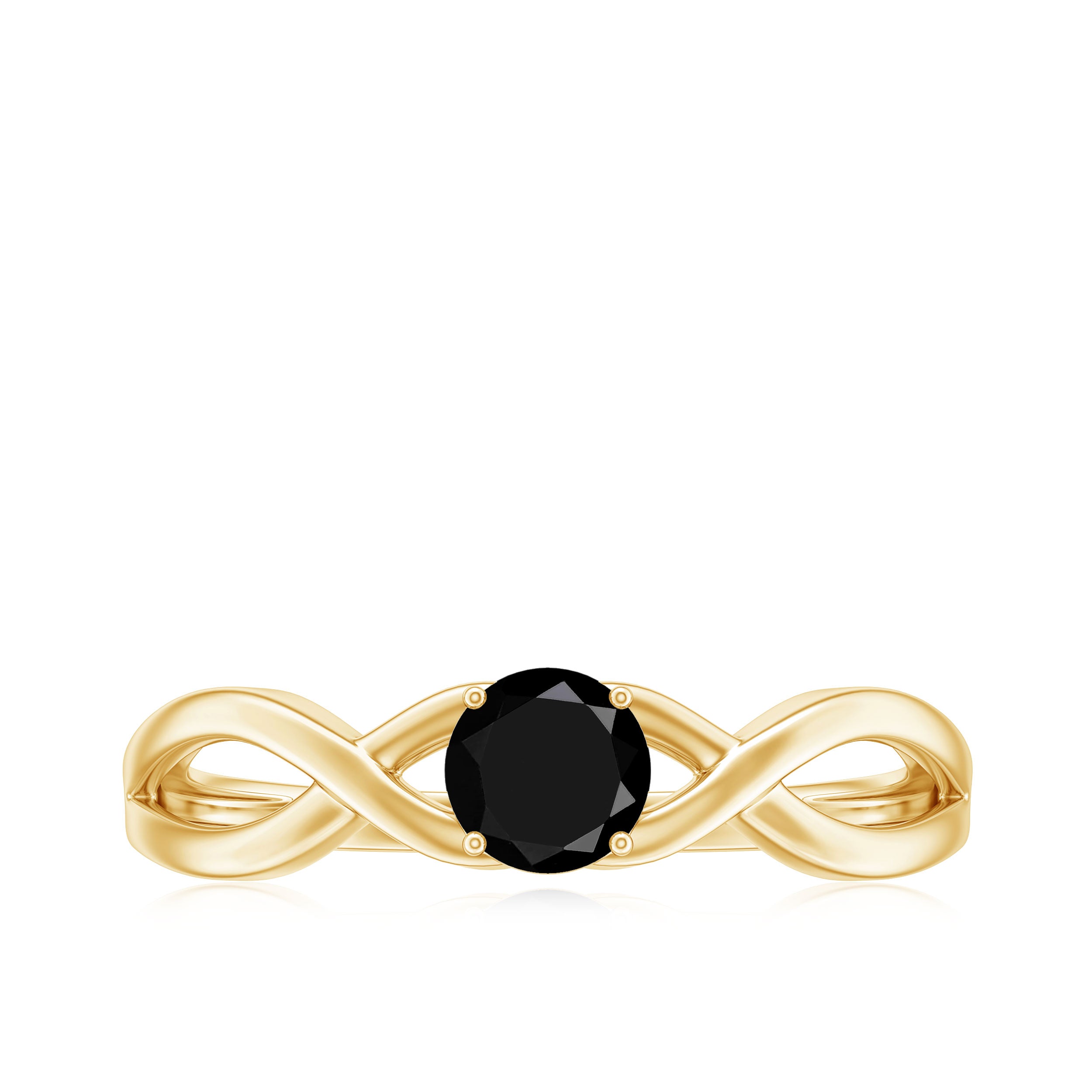 0.25 CT Solitaire Black Spinel Crossover Ring in Gold Black Spinel - ( AAA ) - Quality - Rosec Jewels