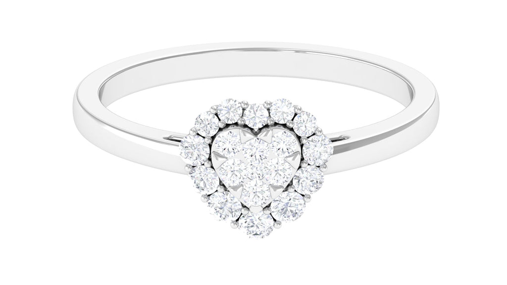 1/2 CT Illusion Set Round Moissanite Heart Engagement Ring Moissanite - ( D-VS1 ) - Color and Clarity - Rosec Jewels