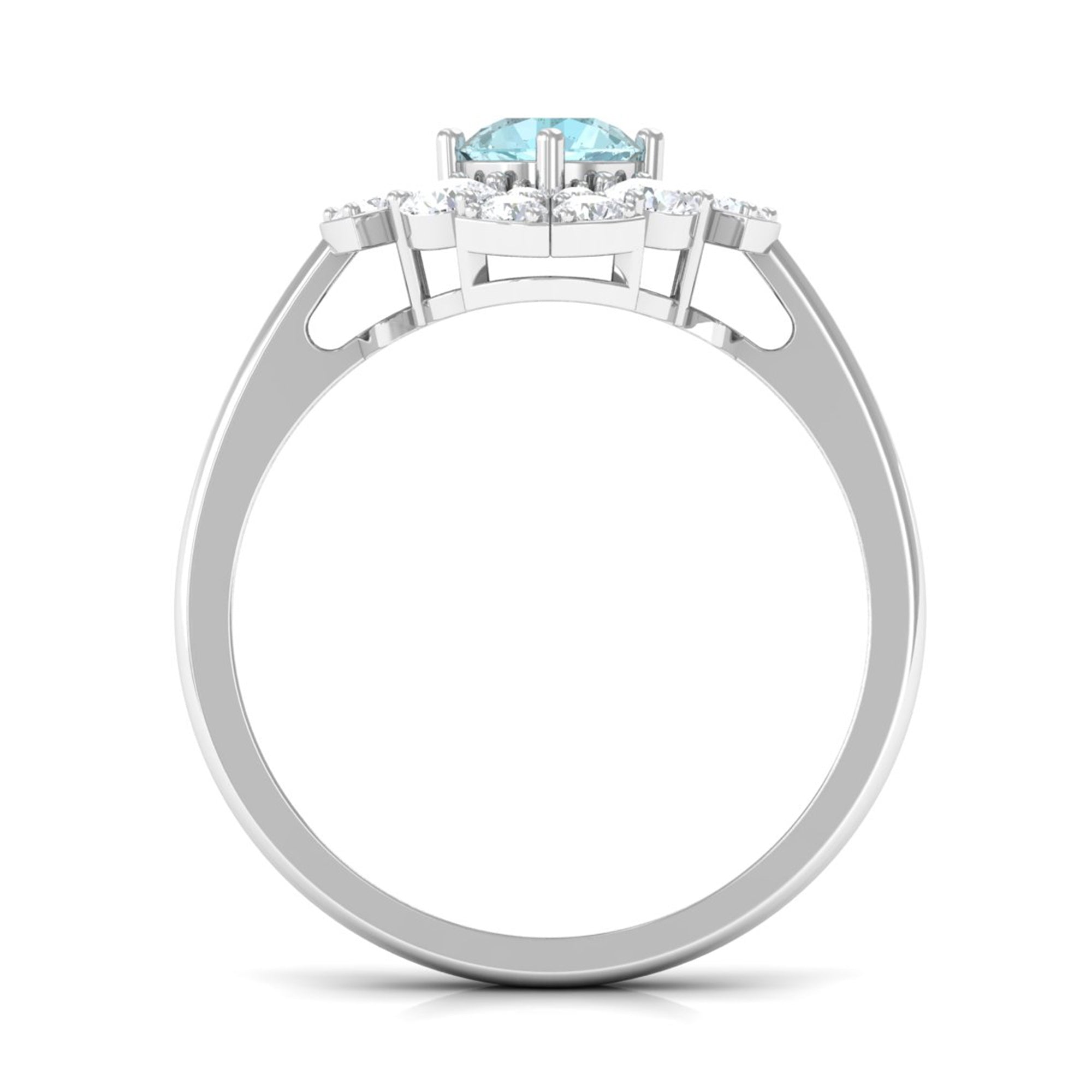 Real Sky Blue Topaz and Moissanite Flower Engagement Ring Sky Blue Topaz - ( AAA ) - Quality - Rosec Jewels