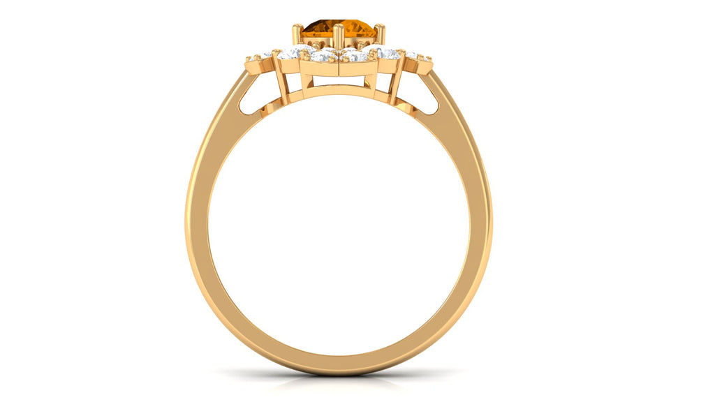 1.50 CT Citrine Flower Engagement Ring with Moissanite Accent Citrine - ( AAA ) - Quality - Rosec Jewels
