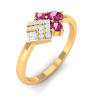 Pink Tourmaline Art Deco Engagement Ring with Diamond Pink Tourmaline - ( AAA ) - Quality - Rosec Jewels