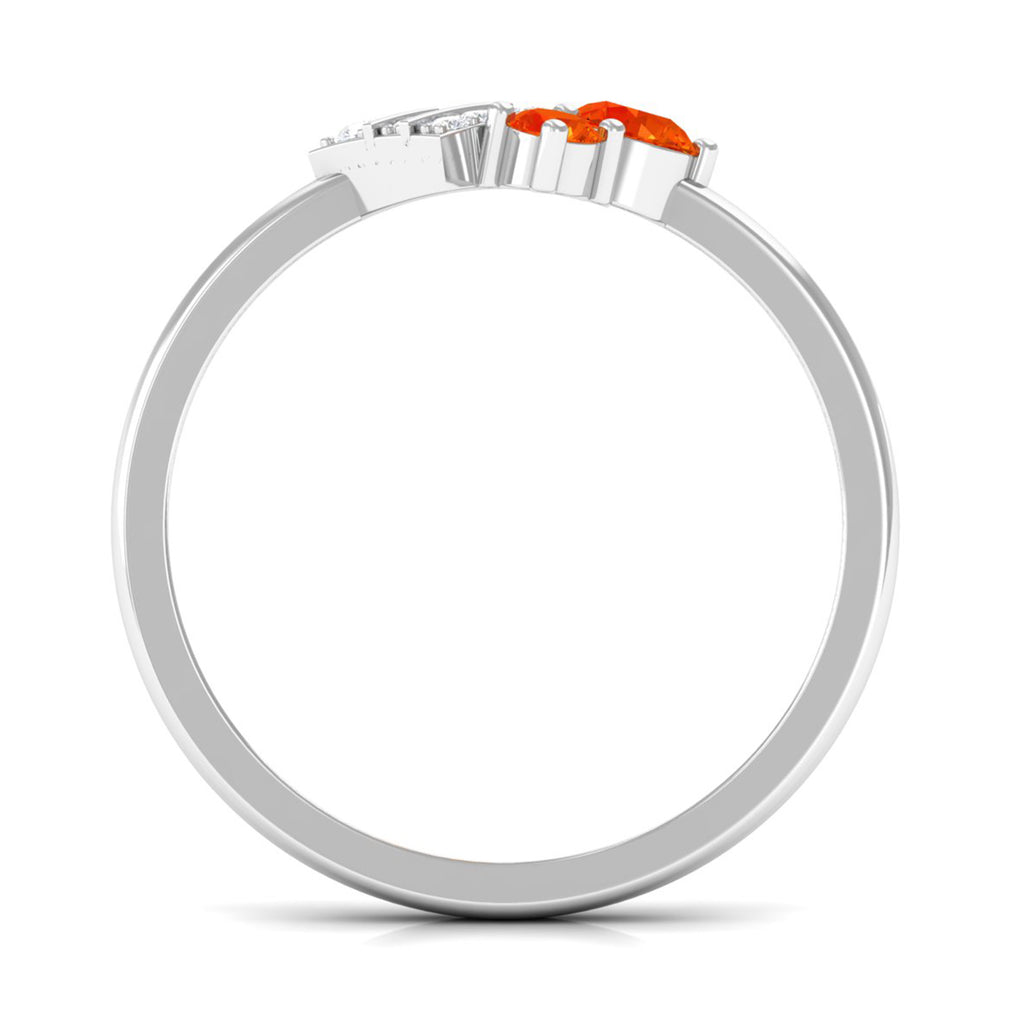1/2 CT Orange Sapphire Art Deco Engagement Ring with Diamond Orange Sapphire - ( AAA ) - Quality - Rosec Jewels