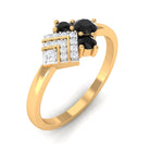 1/4 CT Black Spinel Art Deco Ring with Diamond Black Spinel - ( AAA ) - Quality - Rosec Jewels