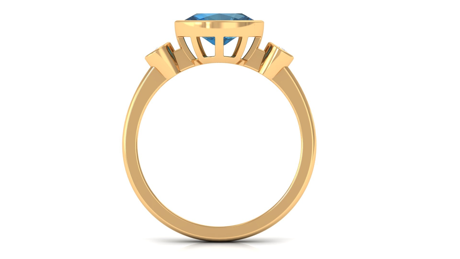 1.25 CT East West London Blue Topaz Solitaire Ring with Diamond London Blue Topaz - ( AAA ) - Quality - Rosec Jewels
