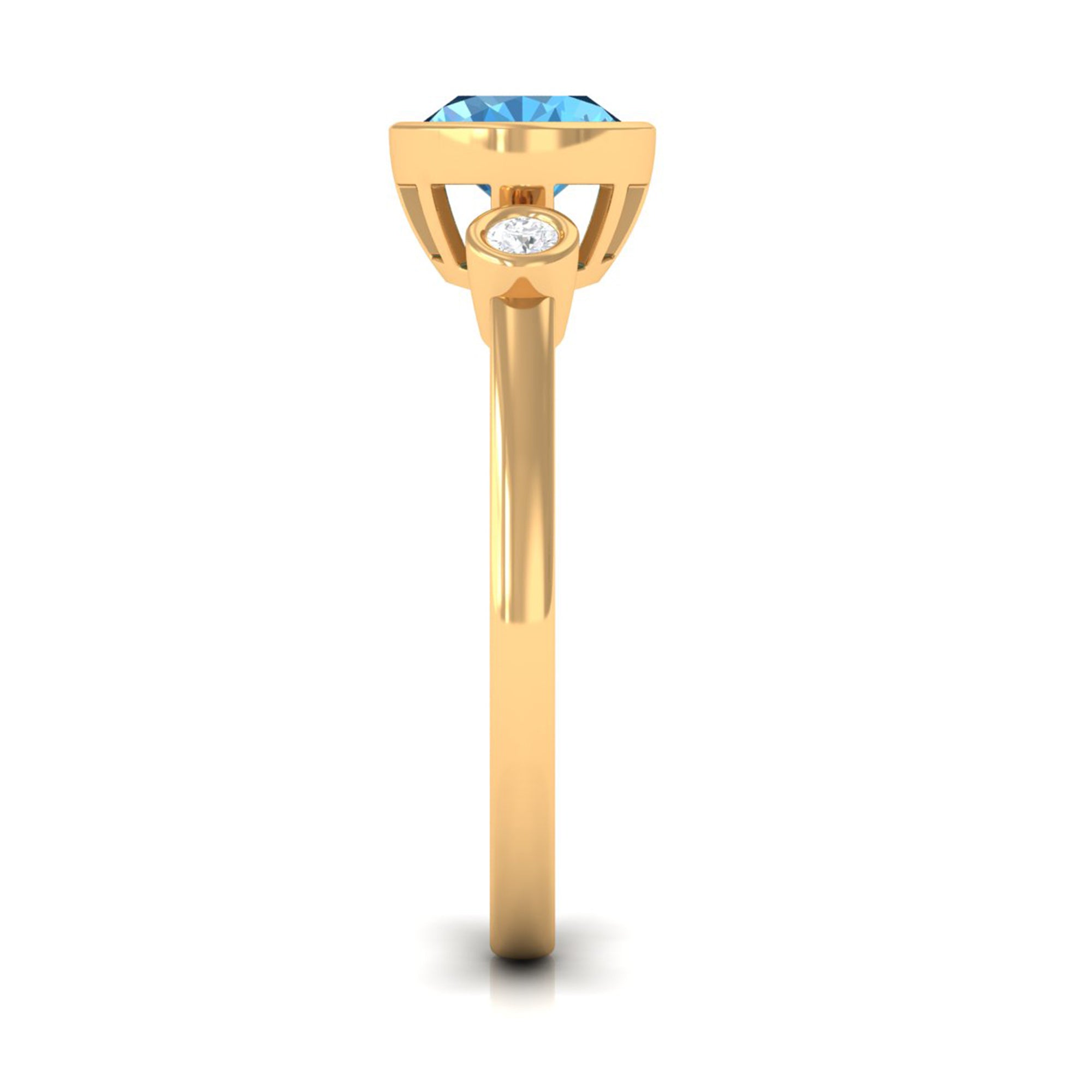 Oval Cut Swiss Blue Topaz Solitaire Ring with Diamond Stones Swiss Blue Topaz - ( AAA ) - Quality - Rosec Jewels
