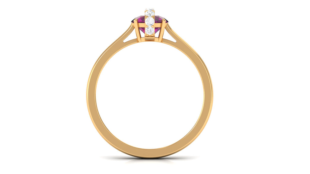 1.25 CT Designer Rhodolite Engagement Ring with Diamond Rhodolite - ( AAA ) - Quality - Rosec Jewels