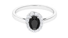 Oval Shape Black Spinel Classic Halo Engagement Ring Black Spinel - ( AAA ) - Quality - Rosec Jewels