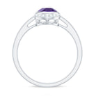 Bezel Set Amethyst Teardrop Cocktail Ring with Diamond Accent Amethyst - ( AAA ) - Quality - Rosec Jewels