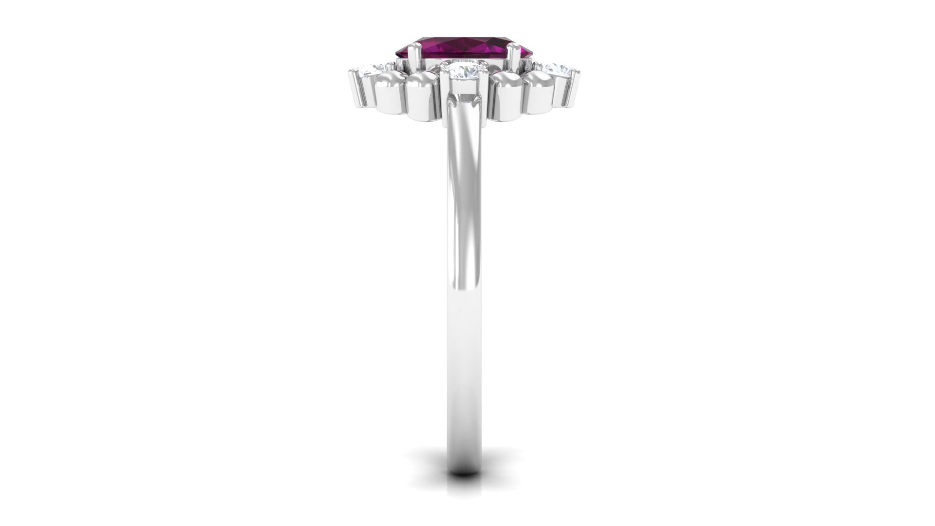Oval Rhodolite and Diamond Cocktail Ring Rhodolite - ( AAA ) - Quality - Rosec Jewels
