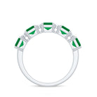 Asscher shape Emerald and Diamond Classic Wedding Band Ring Emerald - ( AAA ) - Quality - Rosec Jewels