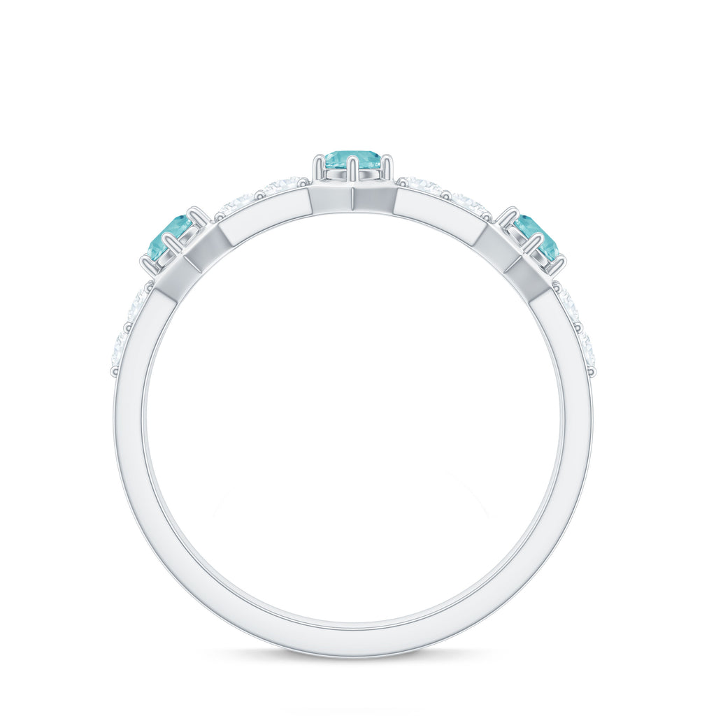 Sky Blue Topaz and Diamond Minimal Half Eternity Ring Sky Blue Topaz - ( AAA ) - Quality - Rosec Jewels