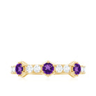 Genuine Amethyst and Diamond Eternity Anniversary Ring Amethyst - ( AAA ) - Quality - Rosec Jewels