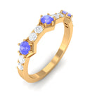 Minimal Half Eternity Ring with Tanzanite and Diamond Tanzanite - ( AAA ) - Quality - Rosec Jewels