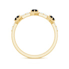 Minimal Half Eternity Ring with Black Onyx and Diamond Black Onyx - ( AAA ) - Quality - Rosec Jewels